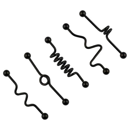 

5 шт./лот, черные анодированные серьги с покрытием, промышленные серьги-гвоздики со штангой