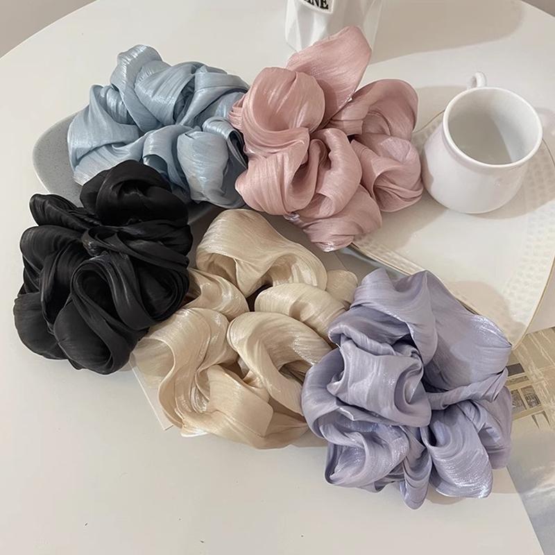 2025 Fashion Summer New Style Women Silk Satin Scrunchies Korean Ladies Girls Elastics Hair Band Ponytail Hold Hair Accessories