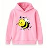 Cute Cartoon Bee Print Kids Hoodie, Unisex Boys Girls Casual Soft Pullover Sweatshirt, Comfortable Long Sleeve Hooded Top for Daily Wear and Outdoor A