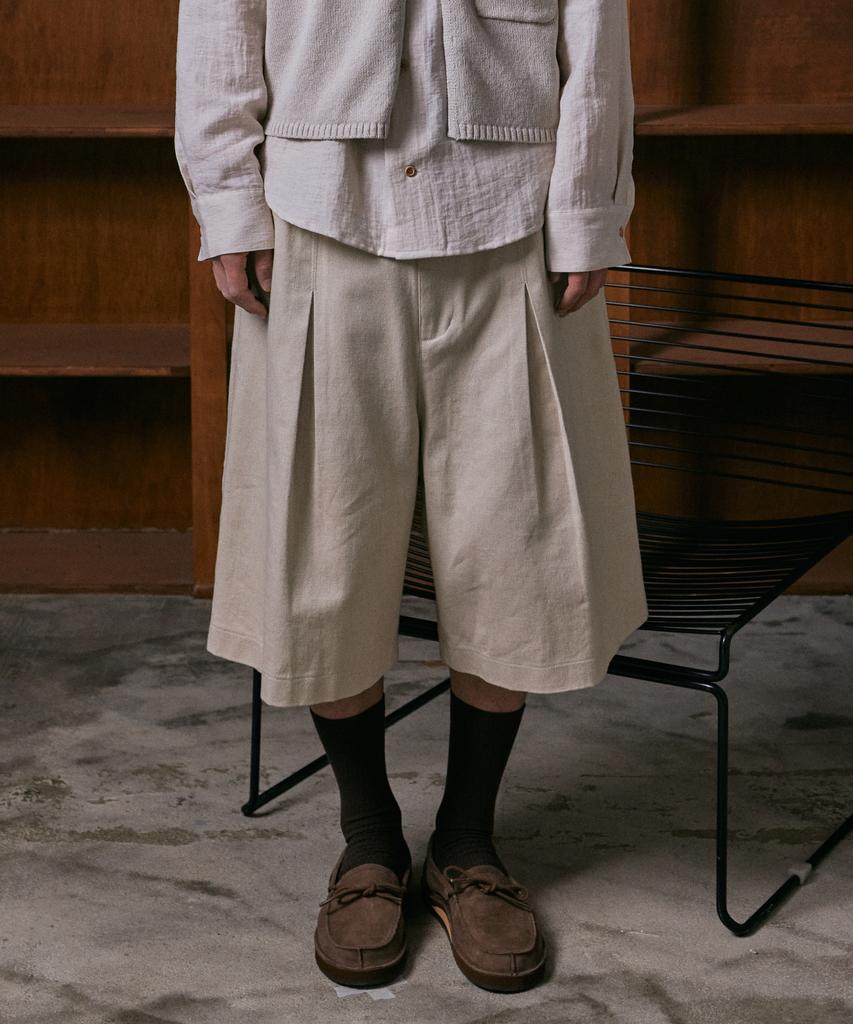 Iseuteuseobiseusyab Work Cotton Bermuda Pants - Beige