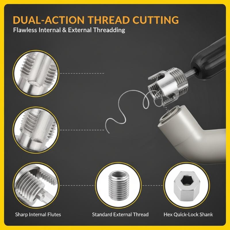 1/2Pcs Heavy-Duty Pvc/Plastic Pipe Threading Tool Kit 1/2" 3/4" 1" Male & Female Threads For Pvc Ppr Mpp Pipes