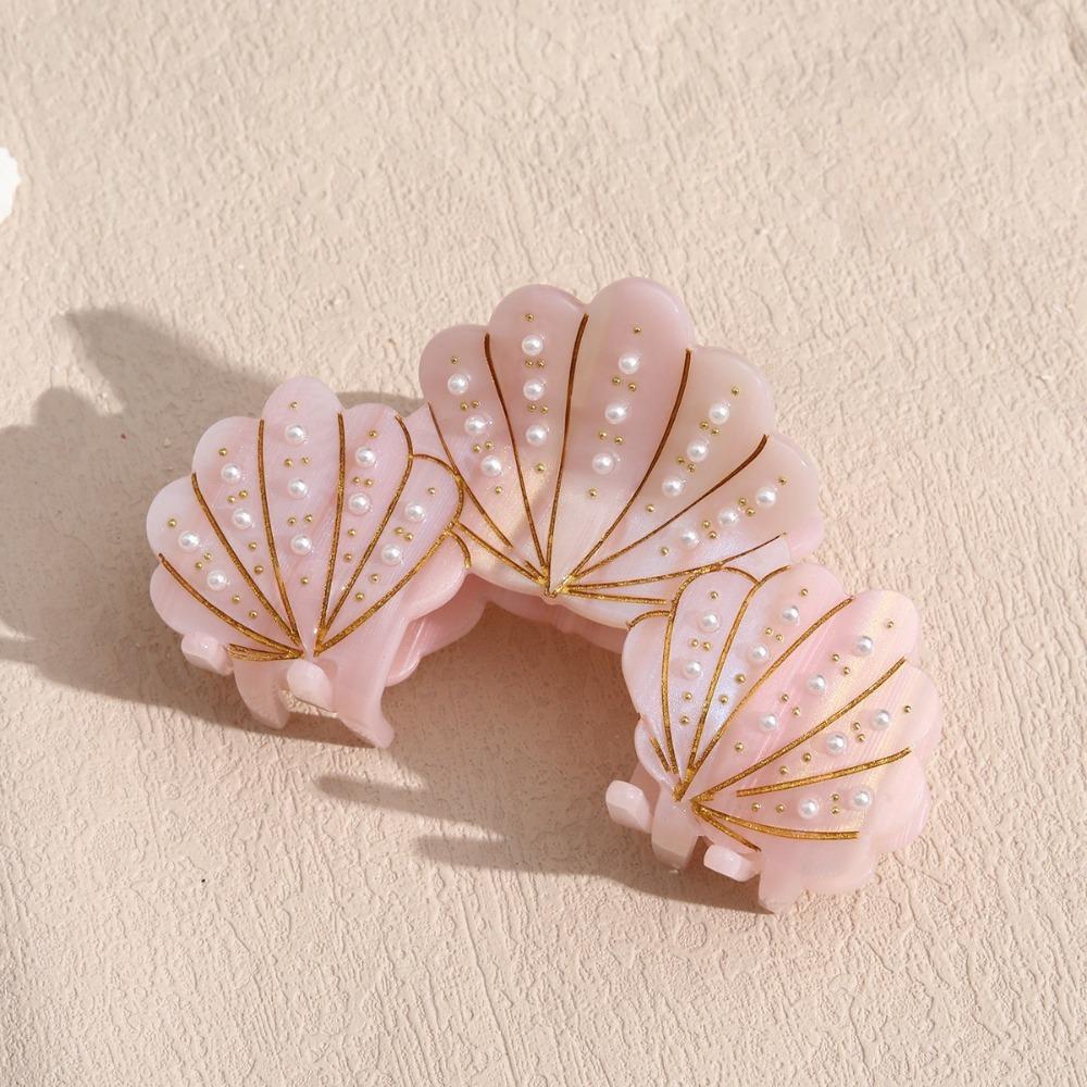 

Элегантный ацетатный ракушка-краб для волос с жемчугом и стразами, заколка для волос с ракушкой, морское побережье синий