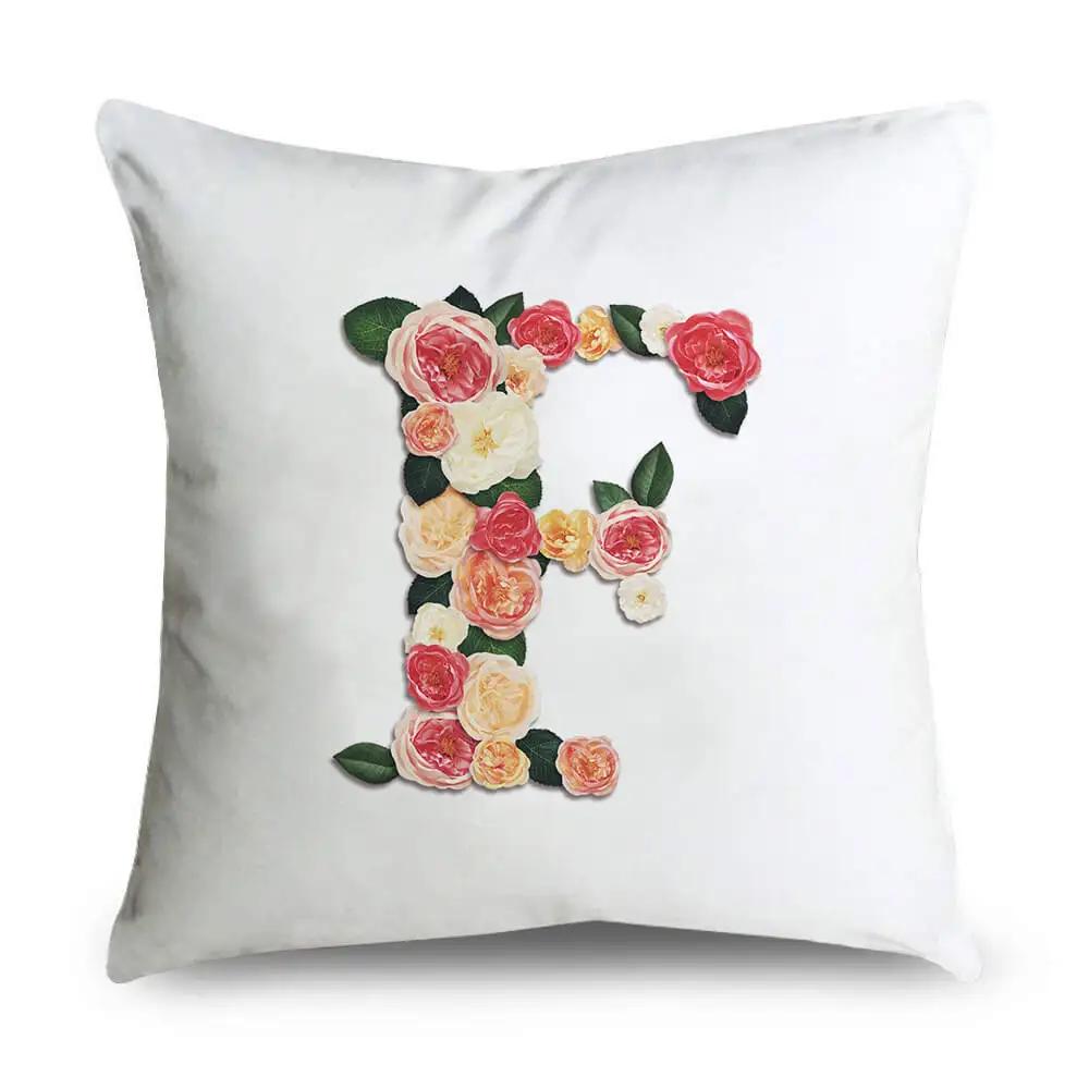 Pillow Home Decor Chair Pillowcase Wedding Decoration Cushion Cover Pink Flower Letter Sofa Car