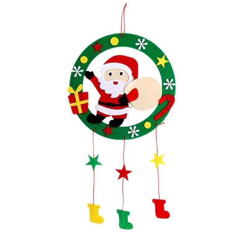 Non-Toxic Children Diy Handmade Craft Kits Christmas Wreath Decoration Kids Creative Materials Kits Puzzle Craft Educational Toy Xmas Gift