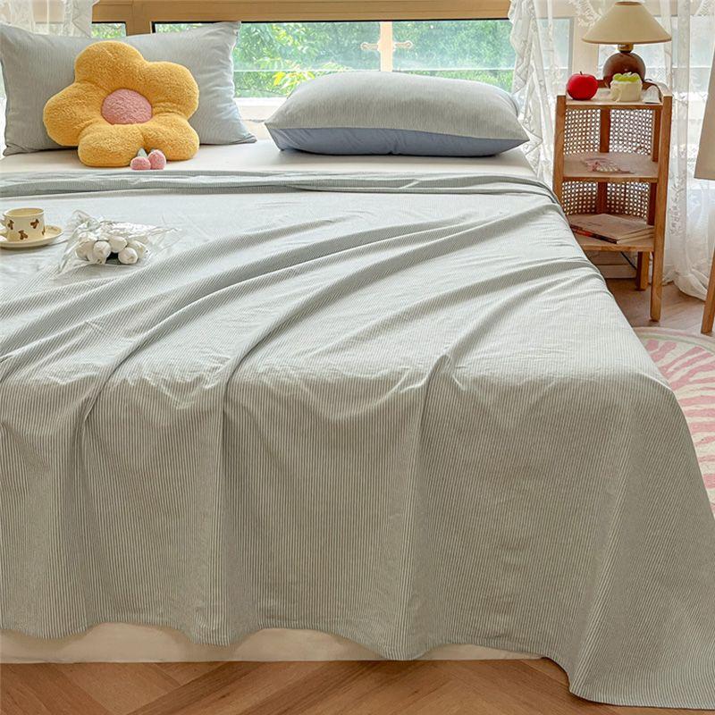 Minimalist Striped Washed Cotton Bed Cover For 1.8m Bed, Household & Student Dormitory