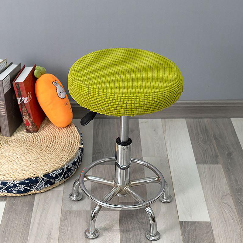 Bar Stool Cover Polar Fleece Round Chair Cover Removable Stool Slipcover Solid Seat Cushion Protector Washable Bar Stool