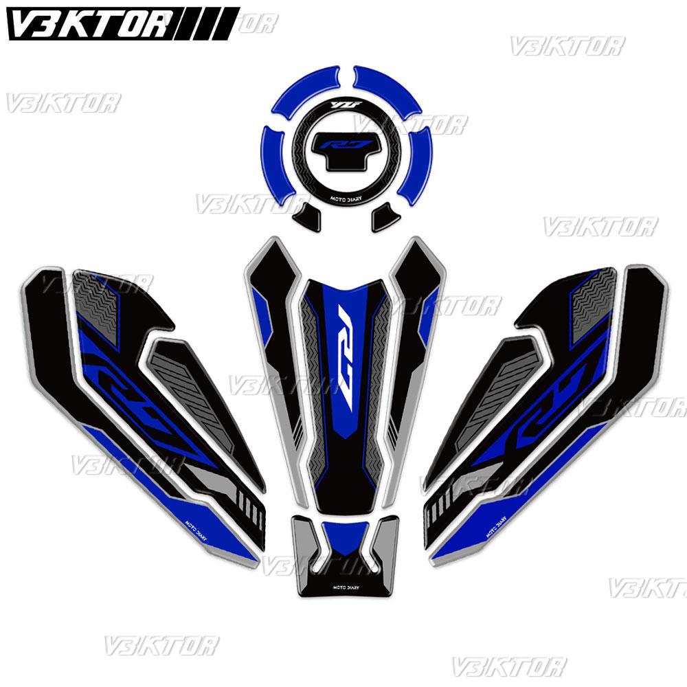 3D Resin Tank Pad Sticker Motorcycle Fuel Tank Protection Decal For R7 YZF R7 YZFR7 2021-2024 2023 2022