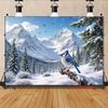 2D Snowy Mountain Forest Background Cloth for Party Decoration