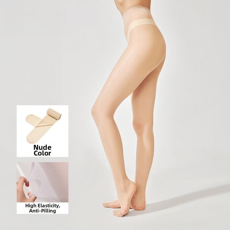 2 Paar Doorzichtige Panty's Naadloos Hoge Taille Corrigerende Top Kousen Voor Dames Zomer Dun Anti-Haak Huidverbeterend Fluweel Kousen One Size beige