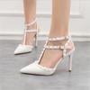 Fashion 10CM PUMPS 2025 Sexy slim stiletto nightclub women's shoes high-heeled shallow mouth pointed hollow rivet Roman sandals
