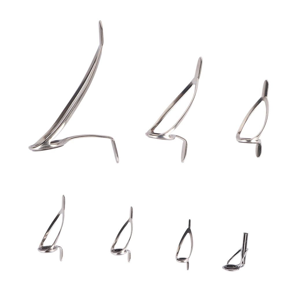 Steel Ceramic Guides Ring 7 Sizes Double Legs Fishing Rod Guides Rings for Freshwater Saltwater Rods