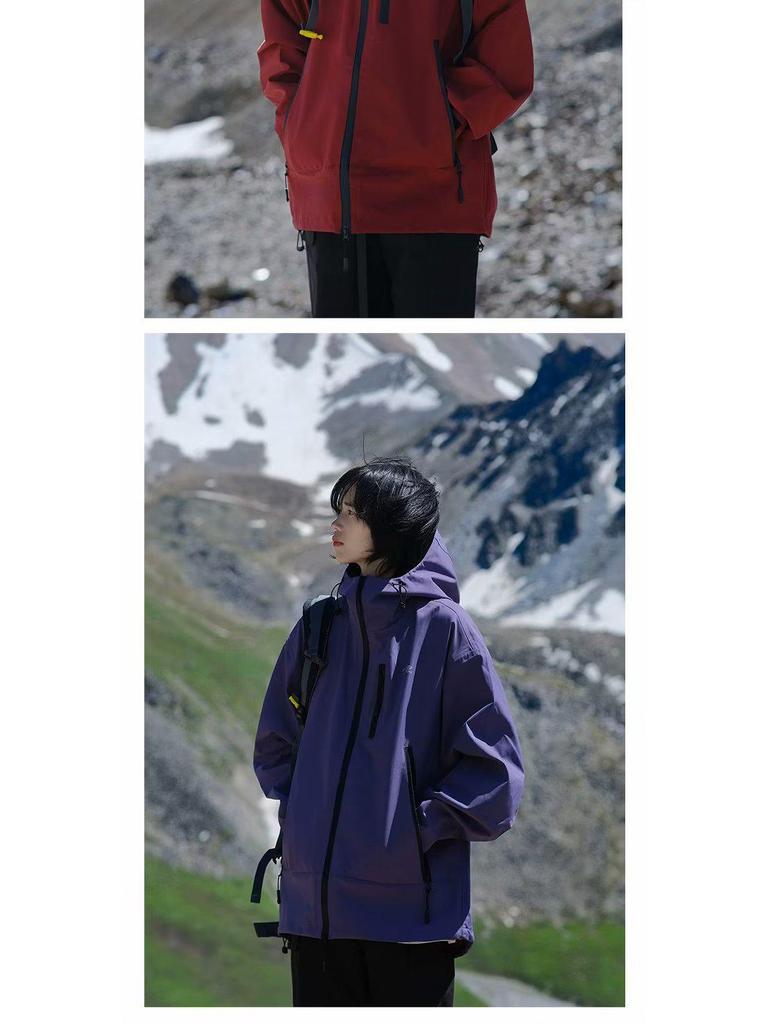 Damska Neutralna Trójodporna Wiatroszczelna Kurtka Górska - Funkcjonalna Jesienna Odzież Wierzchnia w Amerykańskim Stylu