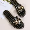 Women Slippers Fashion Sexy Chain Lock Solid Color Plus Size Sandals New Style Roman Style Flat Slippers Outdoor Slides Women