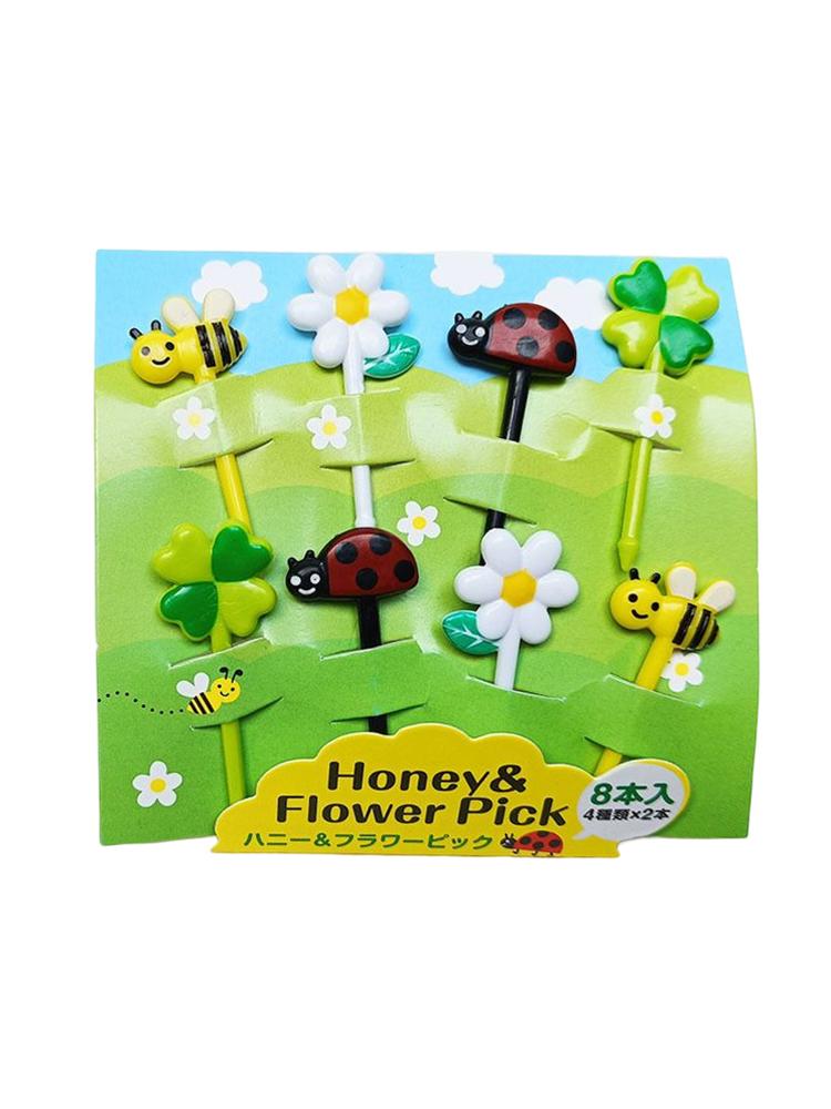 

8Pcs Cute Cartoon Bees Fruit Forks Child Plastic Household Snack Dessert Dried Fruit Cake Forks Bento Accessories