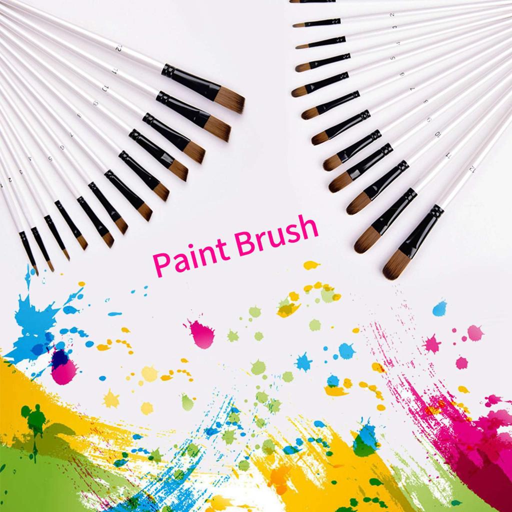12pcs Filbert Paint Brushes Paintbrush Set Nylon Hair Paint Brush Set for Acrylic Oil Watercolor Painting Artist
