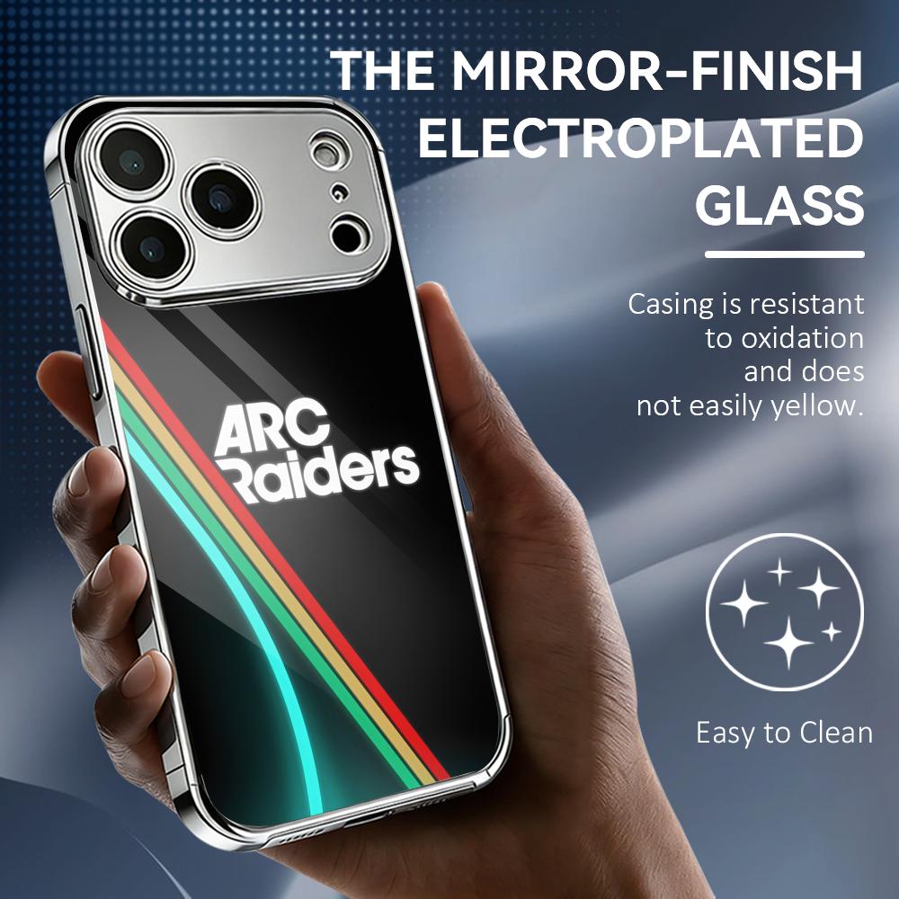 Game A-ARC Raiders Phone Case For iPhone 17 16 15 14 13 12 Pro Max Plus Electroplated Metal Shockproof Bumper Case Glass Back