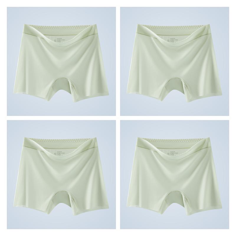 4 Stück Damen Eis seide Shorts Nahtlos Anti-Roll-Rand Anti-Scheuern Unterwäsche Dünn Atmungsaktiv Boxer Shorts