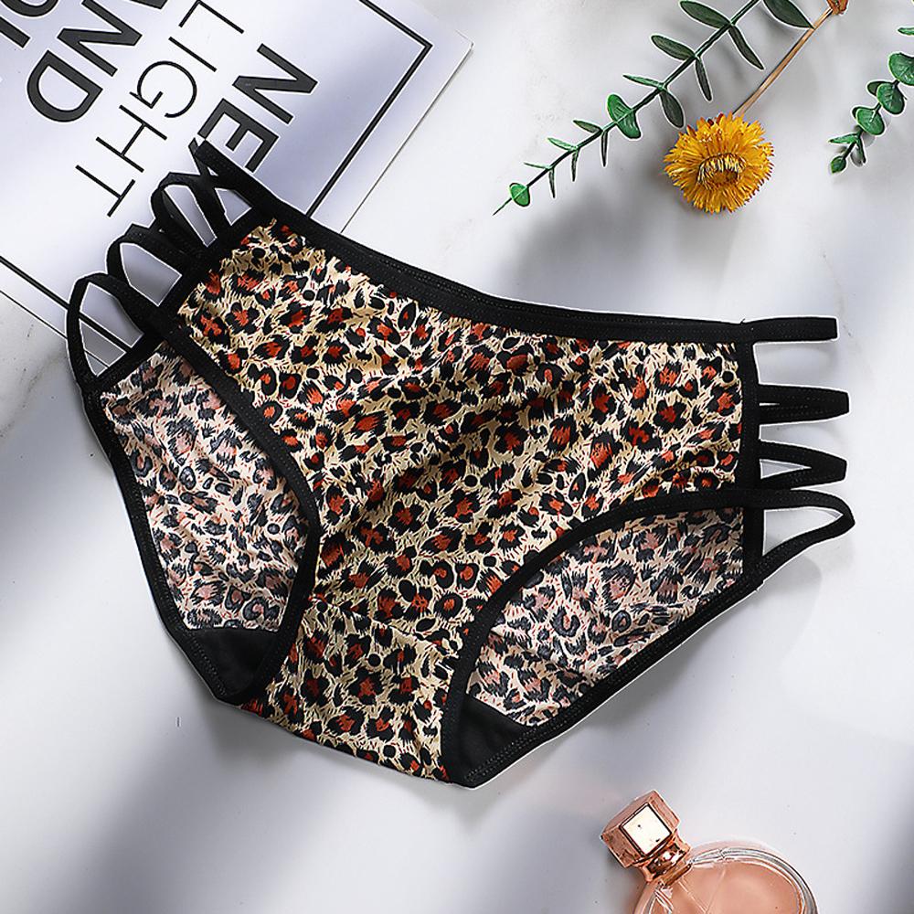 Women Bownot Transparent Low waist Leopard Panties Lace Thongs Briefs Underwear