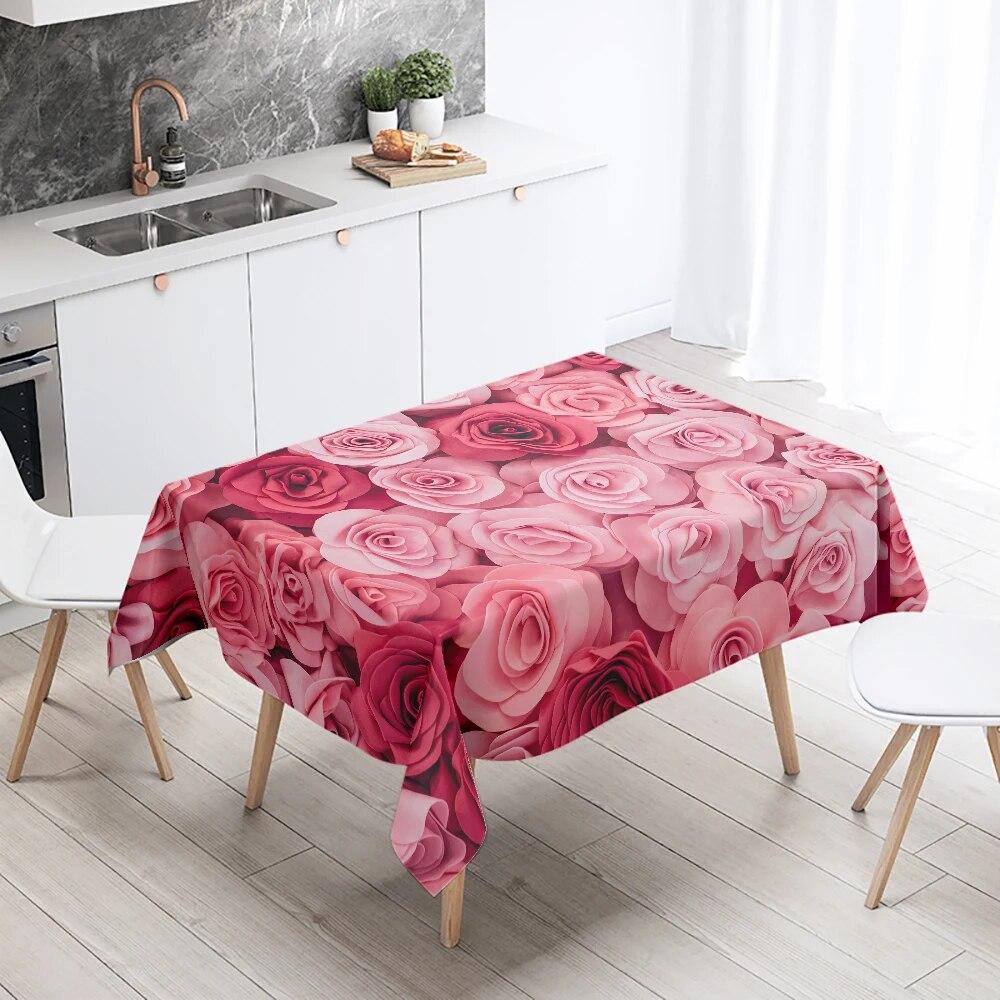 

Скатерть с цветком розы, свадебное украшение, ресторанный стол, устойчивая к пятнам, водонепроницаемая, прямоугольная 70x70cm