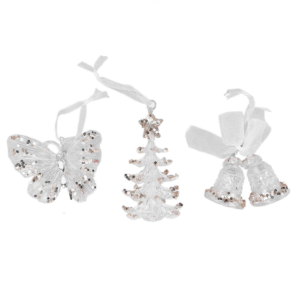 3pcs Xmas Bells Tree Ornament Xmas Theme Tree Hanging Decorative Pendant Set for Doorways