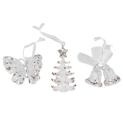 3pcs Xmas Bells Tree Ornament Xmas Theme Tree Hanging Decorative Pendant Set for Doorways