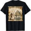 Nile Papyrus Scroll Retro Fisherman Egyptian Art Pyramid T-Shirt(1)