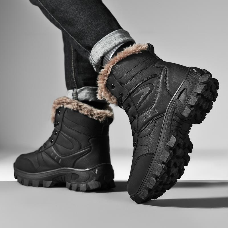 2024 New Winter Men's Snow Boots New Waterproof Leather Warm Plush Ankle Boots Non-slip High Quality Light Luxury Brand Shoes