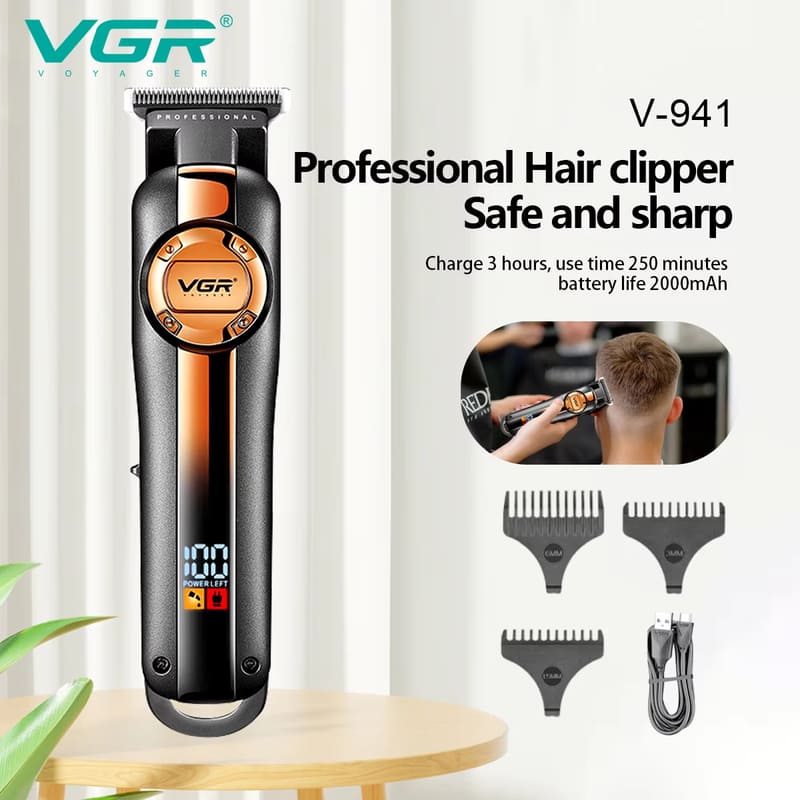 Hair Salon Universal Men's Electric Hair Clipper Home Ultra-long Battery Life Digital Display Rechargeable Plug-in Dual-use Oil-filled Hair Clipper