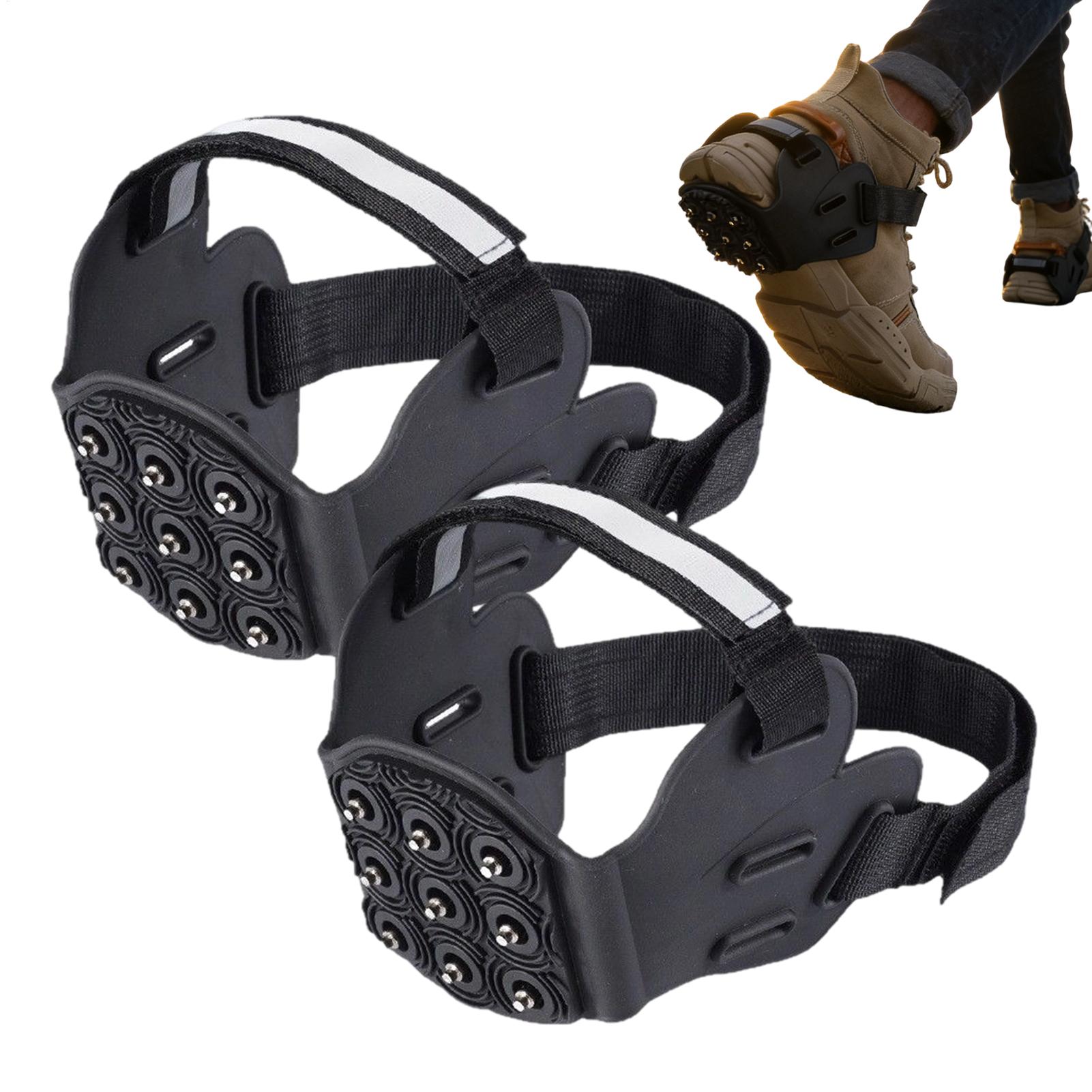 Ice Gripper Spike Shoes Winter Outdoor Anti-Slip Hiking Mountain Climbing Ice Snow Crampons 9 Teeth Anti-slip Shoe Covers Grip 1 pairs