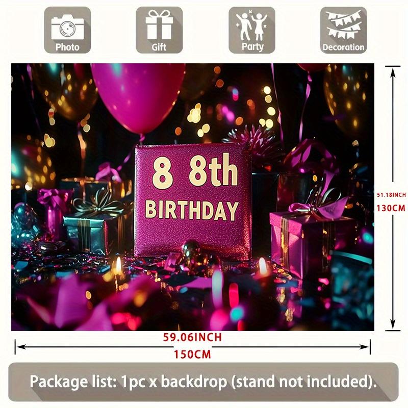 Colorful 8th Balloon Birthday Backdrop 1pc - Home Party Decor