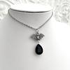 Goth Hip Hop Sliver Color Vampire Bat Red Blood Drop Pendant Stainless Steel Necklace for Women Halloween Demon Slayer Jewelry