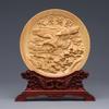 Wood Carving Dragon and Phoenix Round Carving Art Statue Mascot High Quality Home Room, Office Decoration Accessories