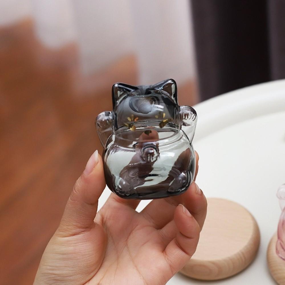 Spardose aus klarem Glas in Katzenform Süßer Goldbohnenbehälter Kleine Goldbohnenbank Wunschstern