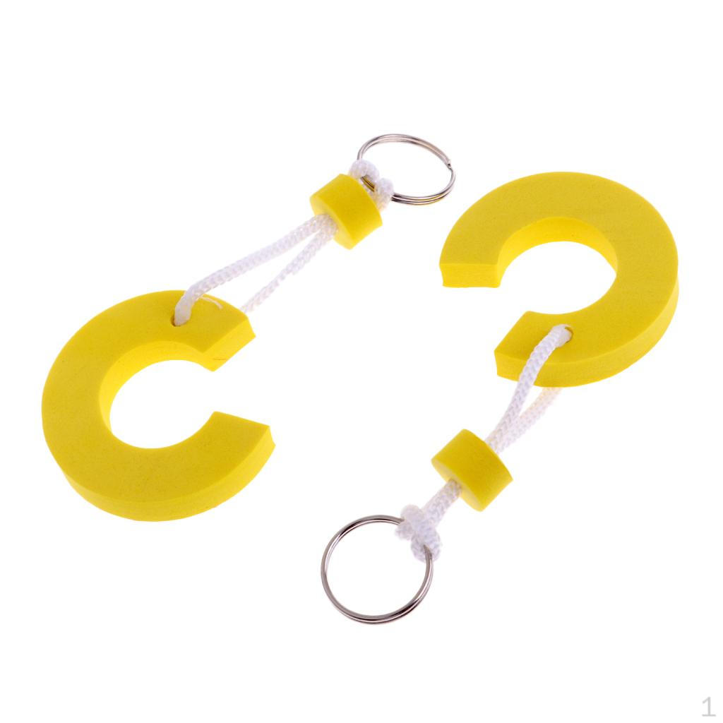 2 Pieces Yellow EVA Floating Yachting Boating Keychain Keyring Kayak Water Sports Beach Swimming Key