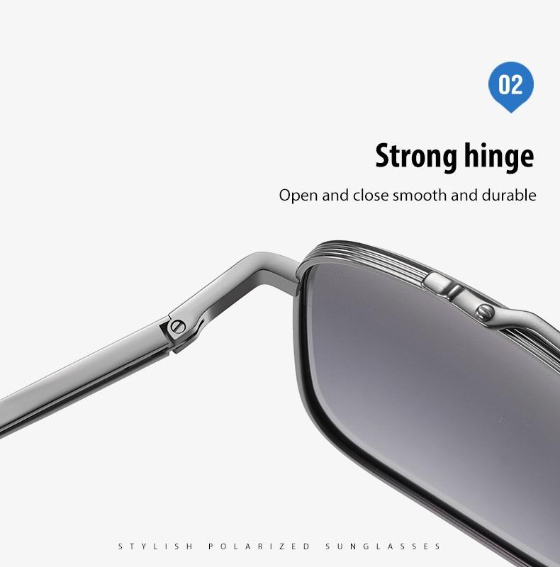 AORON Ochelari de soare cu ramă pătrată pentru bărbați și femei, ochelari de soare cu ramă metalică de culoare degradată, ochelari de conducere în aer liber, design de modă, ochelari de pescuit