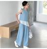 Girls' Set 2026 Summer New Children's Casual Sleeveless Patchwork Top Korean Wide Leg Pants Two-Piece Set Summer