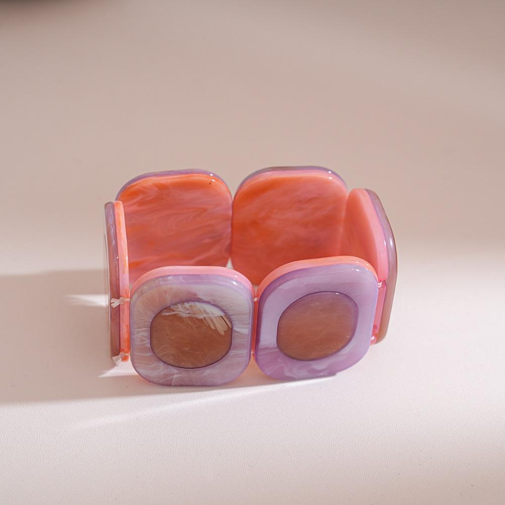 Resin Elastic Rope Bracelet Geometric Exaggerated Splicing Wristband European and American Square Rendering Bracelets