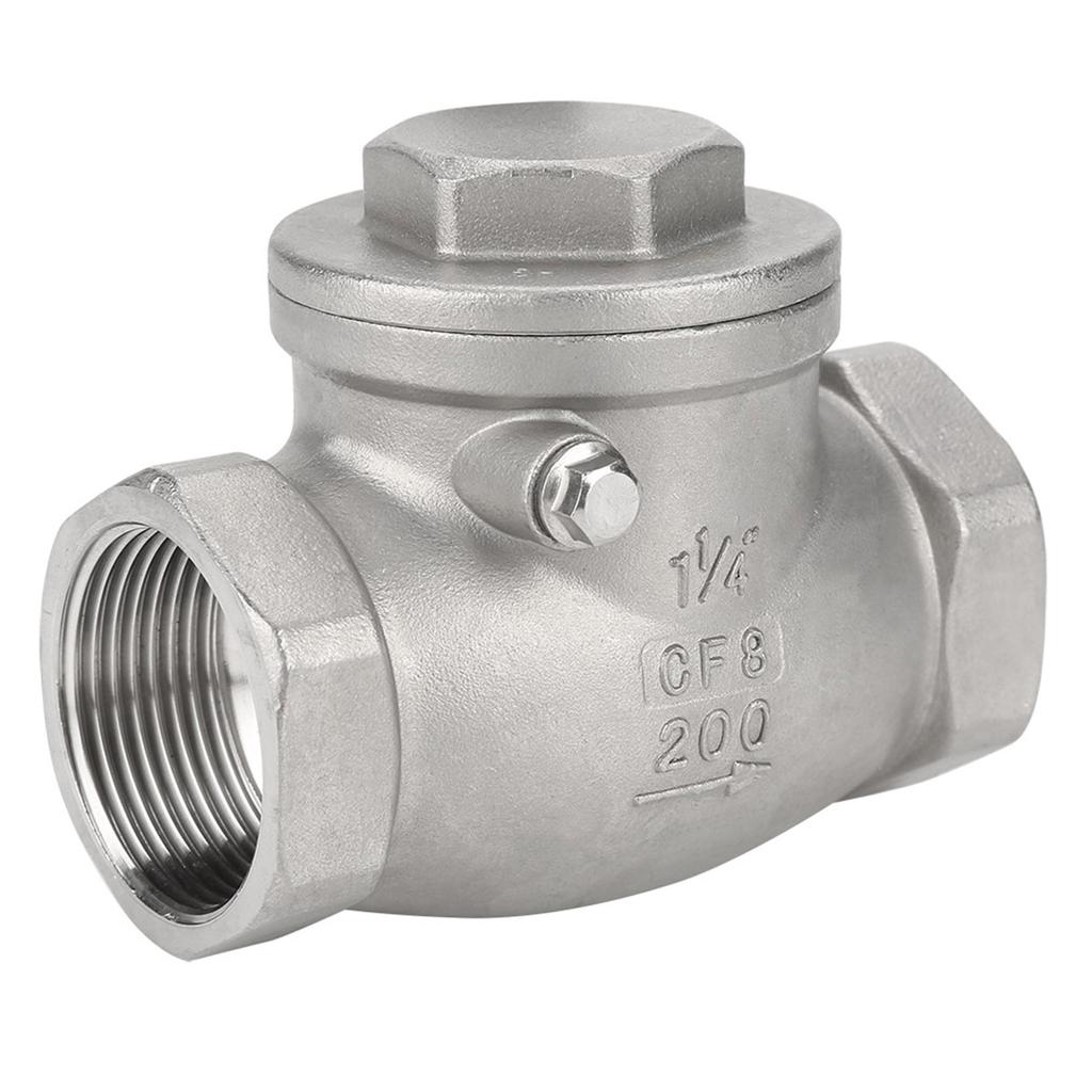 DN32 Stainless Steel One Way Swing Check Valve Female Thread 200PSI for Water Oil Gas
