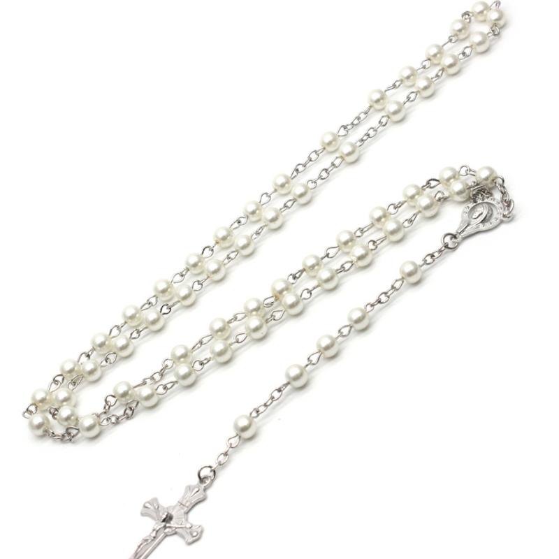 Cross-Necklace Catholic Chain Rosary Necklace Medal-and Crucifix Pendant Chain Jewelry Holy Land Religious Gifts Unisex