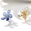 Luxus Kristall Blume Großer Offener Ring für Damen Trendiger Modischer Party Sommerurlaub Statement Schmuck