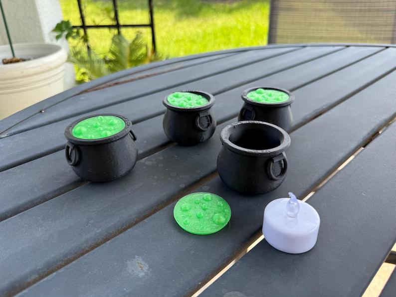 Witch Cauldron Tealight Holder Halloween Decoration Night Light Stand for Seasonal Home Decor Indoor Outdoor Use