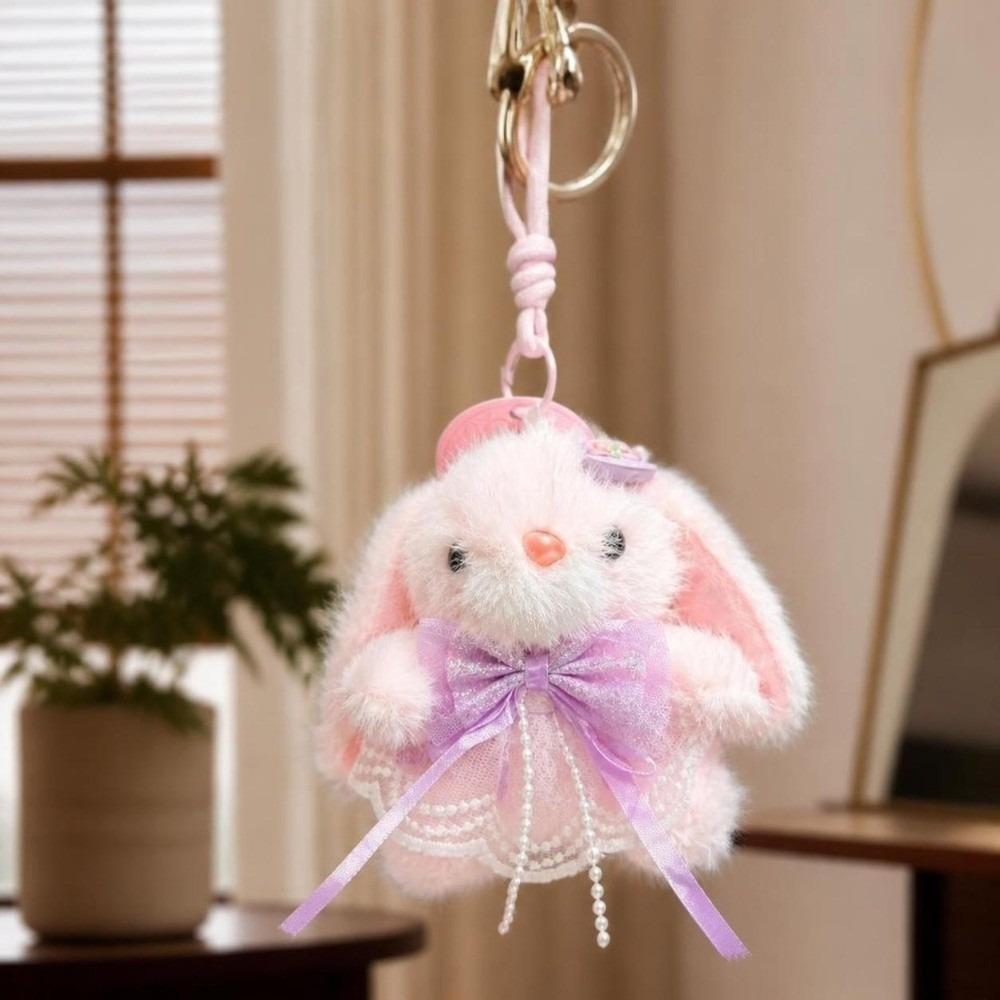 Kawaii Rabbit Plush Keychain Bag Hanging Rabbit Plush Toy Delicate Car Key Ring Keychain Pendant