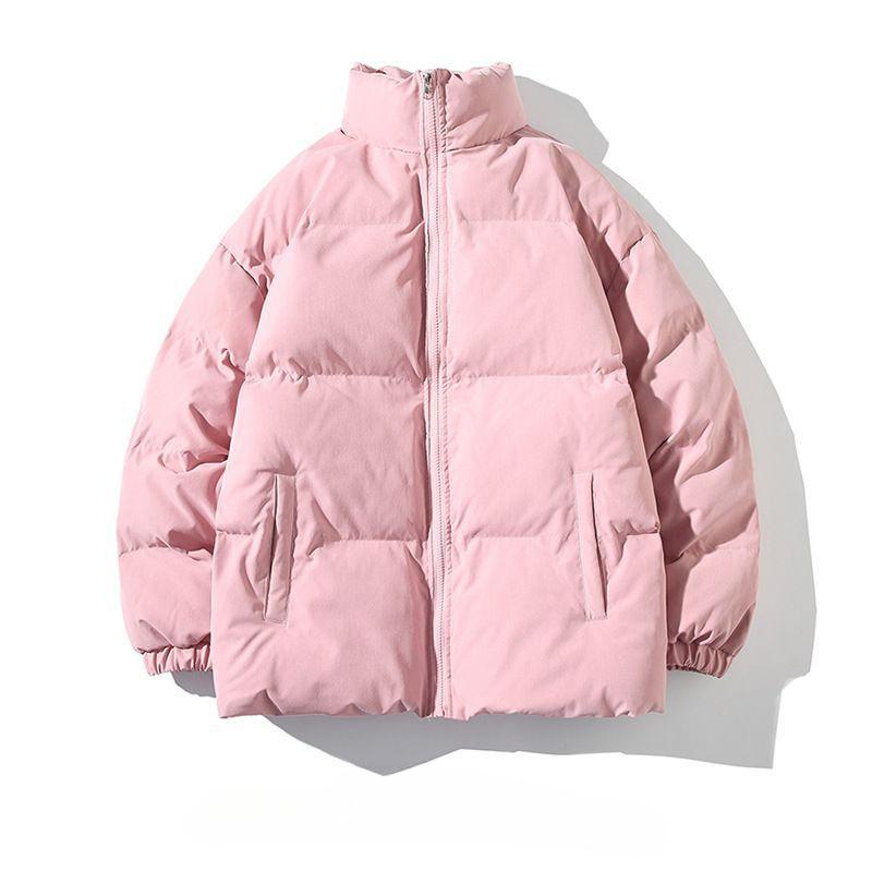 New Men's Clothing Korean Version Stand-up Collar Thickened Cotton Jacket Casual Solid Color Men's Bread Clothing