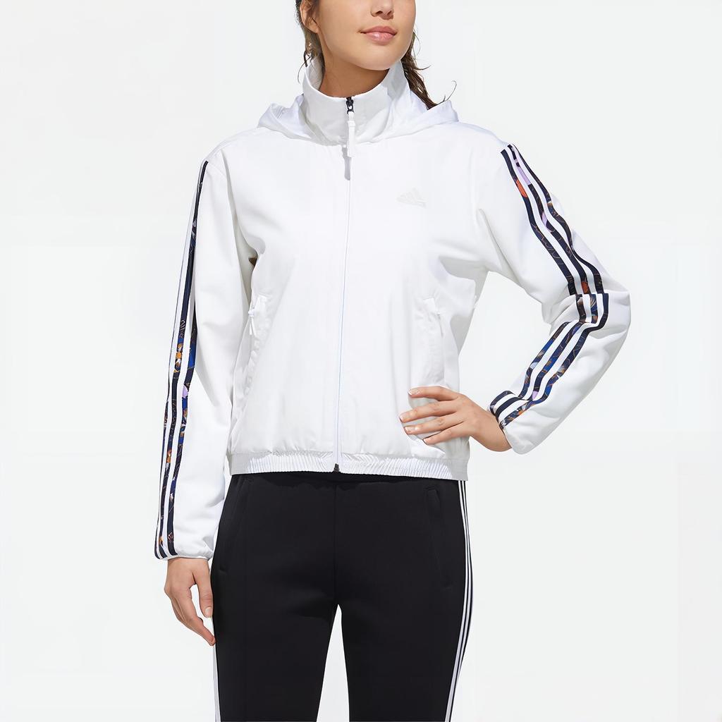 Adidas Printed Sports Hooded Fleece Jacket Women Jackets White GG0764