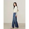 JZ-AnnaCoe Elastic Meteor Hot Drill Wide-Leg Jeans for Women