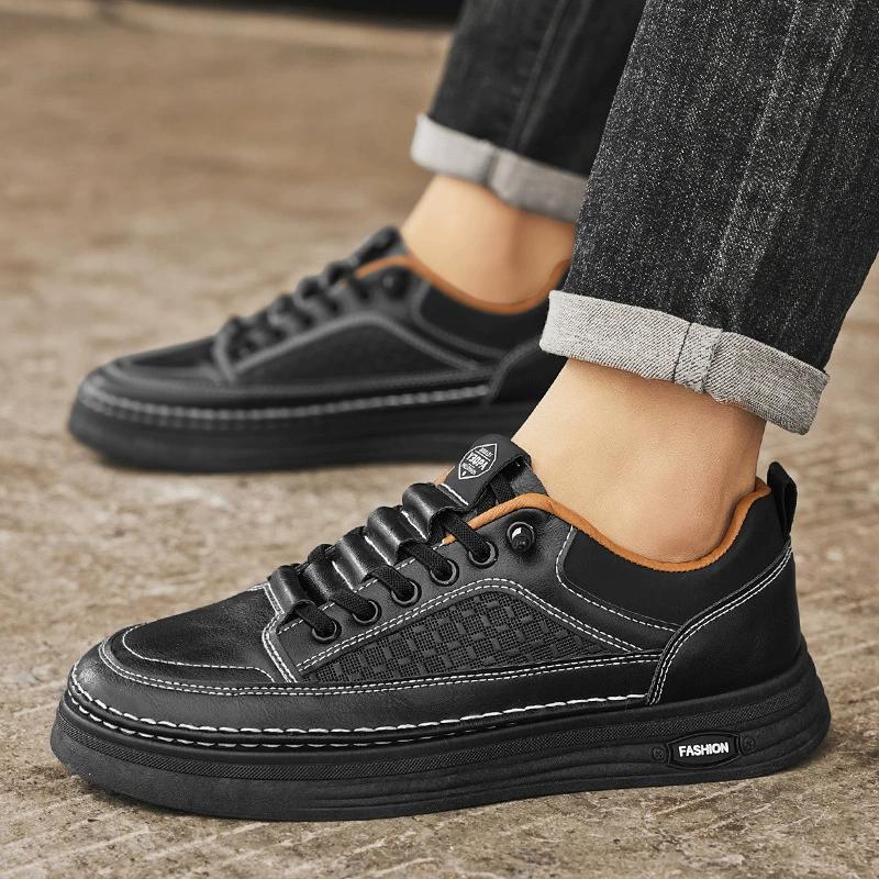 Fashion Men's Slip on Shoes Spring Autumn New Men's Fashion Casual Shoes Sewing Sneakers Comfortable Hard Wearing Vulcanized Shoes