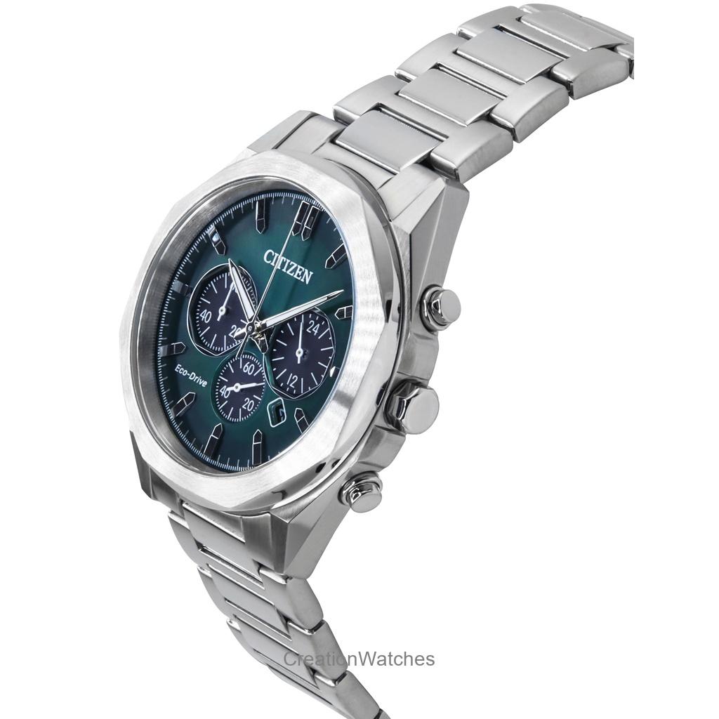 Citizen Eco-Drive Chronograph Stainless Steel Green Dial CA4590-81X 100M Men's Watch