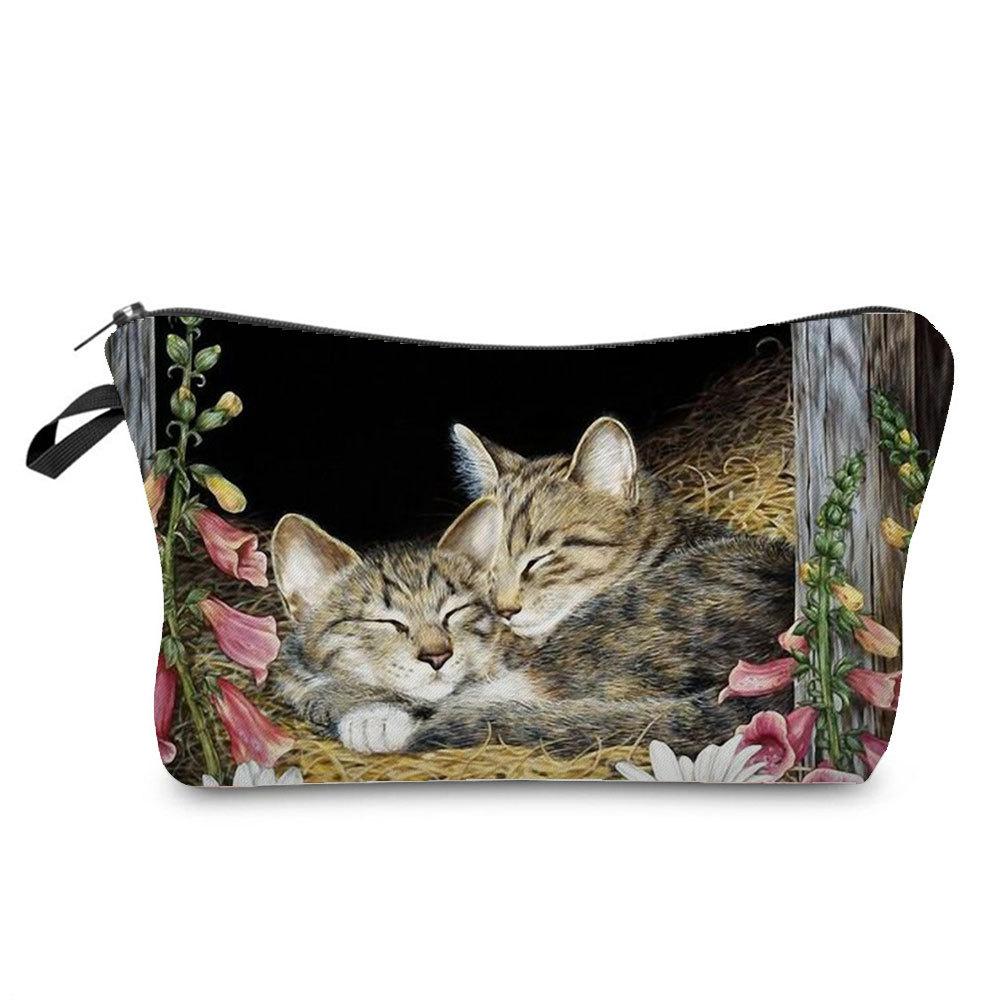 Women Cat Print Cosmetic Bag Toiletries Organize Travel Storage Case  6429
