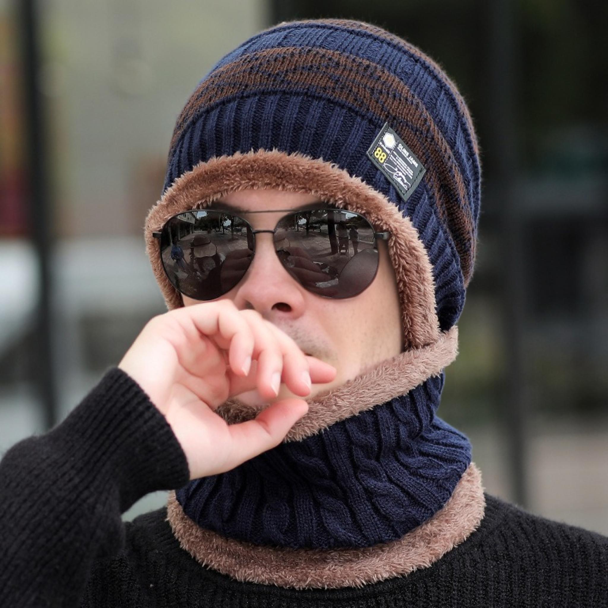 

Новая Мода Мужчины Женщины Вязаная Шапка Плюшевая Меховая Подкладка Толстая Теплая Шапка Костюм Стильные Зимние Шапки 56cm-60cm темно-синий