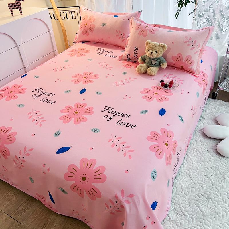 Flat Sheet Floral Style Bedsheet Skin-friendly Bed Linen Simple Student Bed Fitted Sheet Mattress Pad Bedcover
